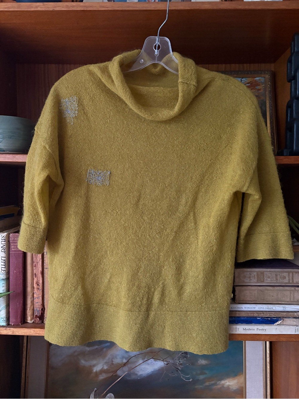Artsy Mohair Blend Cowl Neck Ochre M